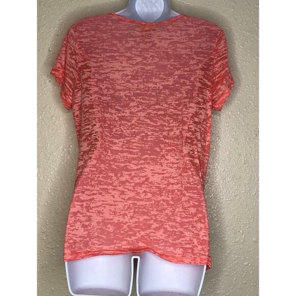 Ruby Rd. Semi Sheer Top Medium Pink Embroidered Neckline Abalone Sequins - Picture 4 of 5